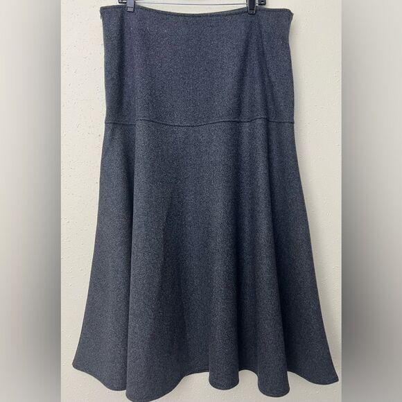 007 NWT OGL Wool-like Flared Maxi Skirt -Heather Black Size XL - Picture 2 of 9